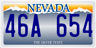 NV license plate 46A654