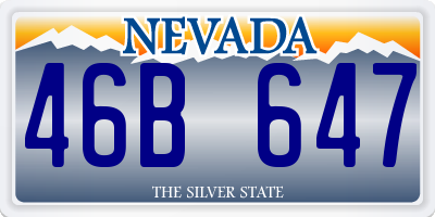 NV license plate 46B647