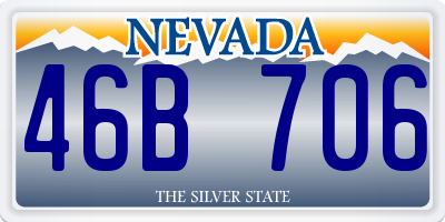 NV license plate 46B706