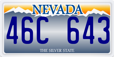 NV license plate 46C643