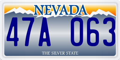 NV license plate 47A063