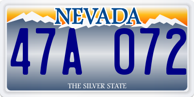 NV license plate 47A072