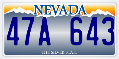 NV license plate 47A643