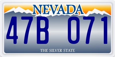 NV license plate 47B071
