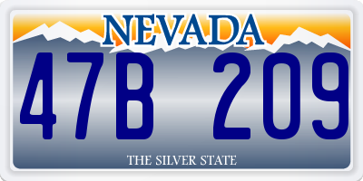 NV license plate 47B209