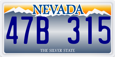 NV license plate 47B315