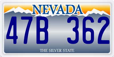 NV license plate 47B362