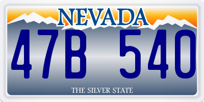 NV license plate 47B540
