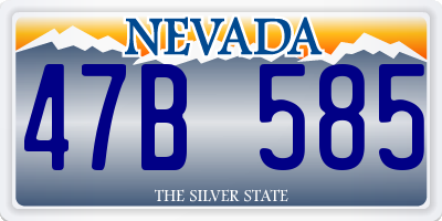 NV license plate 47B585