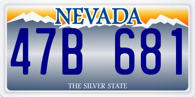 NV license plate 47B681