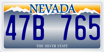 NV license plate 47B765