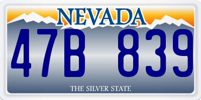 NV license plate 47B839