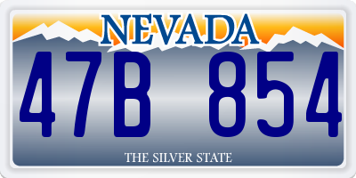 NV license plate 47B854