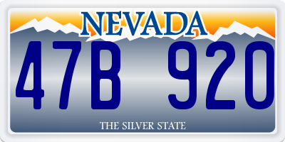 NV license plate 47B920