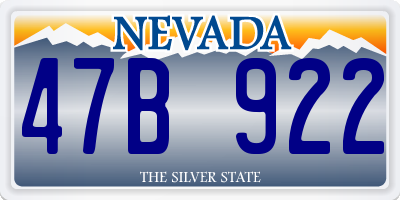 NV license plate 47B922