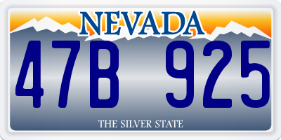 NV license plate 47B925