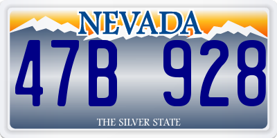 NV license plate 47B928