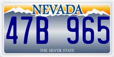 NV license plate 47B965