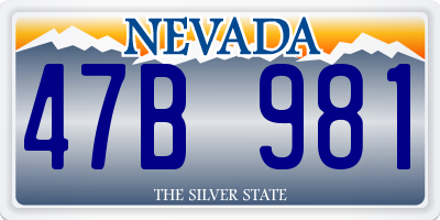 NV license plate 47B981
