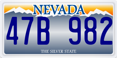 NV license plate 47B982