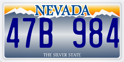 NV license plate 47B984