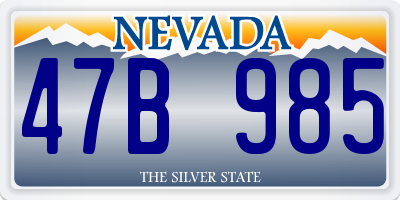 NV license plate 47B985