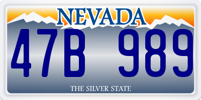 NV license plate 47B989