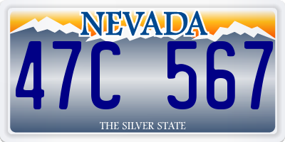 NV license plate 47C567