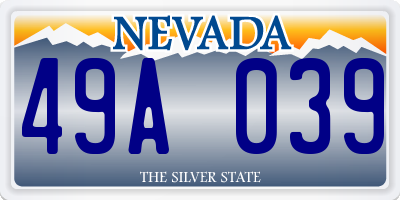 NV license plate 49A039