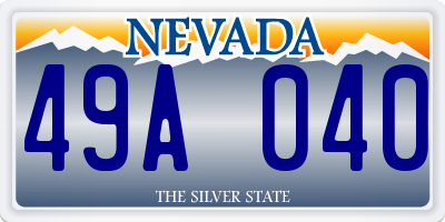 NV license plate 49A040