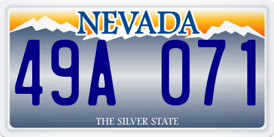 NV license plate 49A071