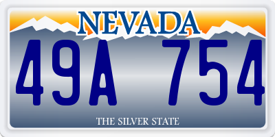 NV license plate 49A754