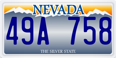NV license plate 49A758