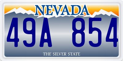 NV license plate 49A854
