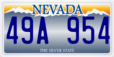 NV license plate 49A954