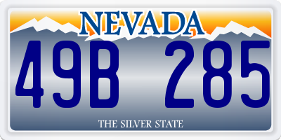 NV license plate 49B285