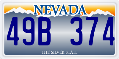 NV license plate 49B374