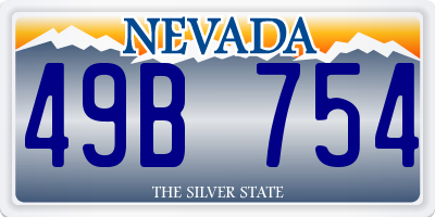 NV license plate 49B754