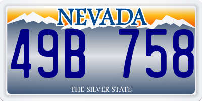 NV license plate 49B758
