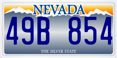 NV license plate 49B854