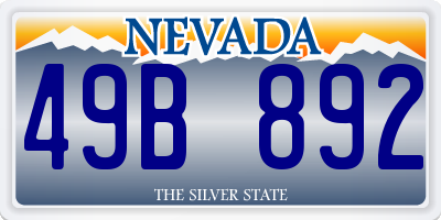 NV license plate 49B892