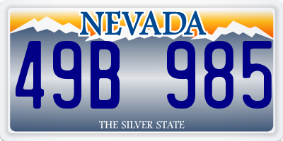 NV license plate 49B985