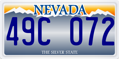 NV license plate 49C072