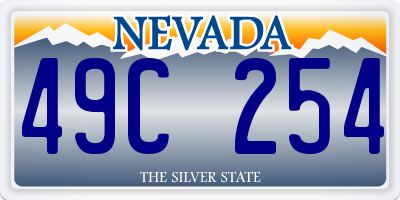 NV license plate 49C254