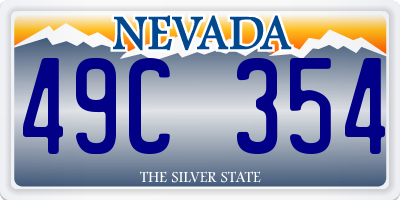 NV license plate 49C354