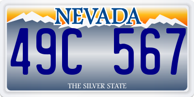 NV license plate 49C567