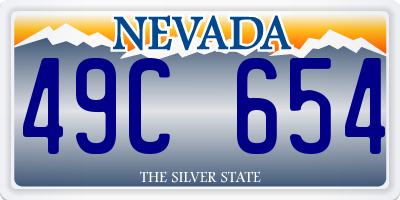 NV license plate 49C654