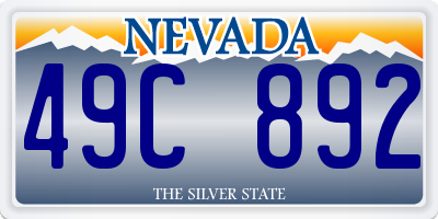 NV license plate 49C892