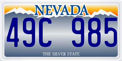 NV license plate 49C985