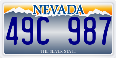 NV license plate 49C987